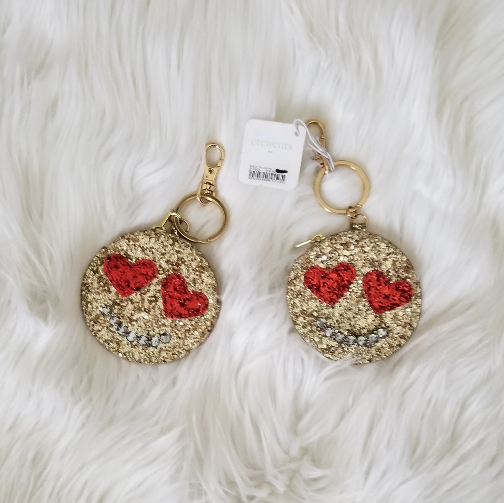 2  Crewcuts emoji glitter keychains/changepurses